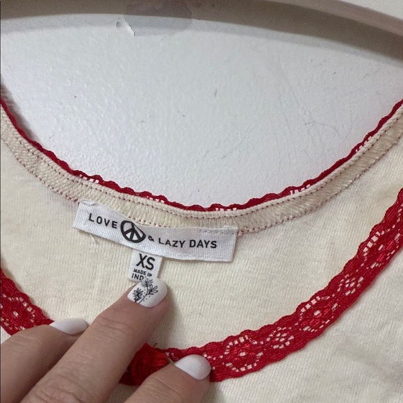 Cherry Embroidered Tank Top with Red Trim - Picture 2 of 3